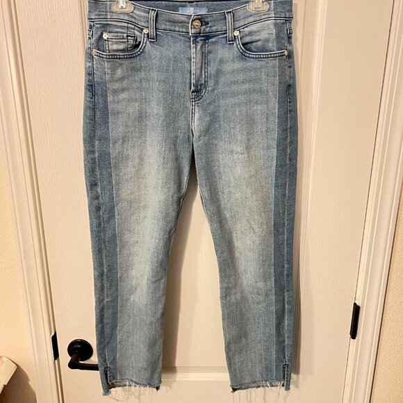 $349 Authentic 7 For ALL MANKIND Made in USA Women's Stretch Blue Jeans Sz.30X25 - Picture 1 of 12